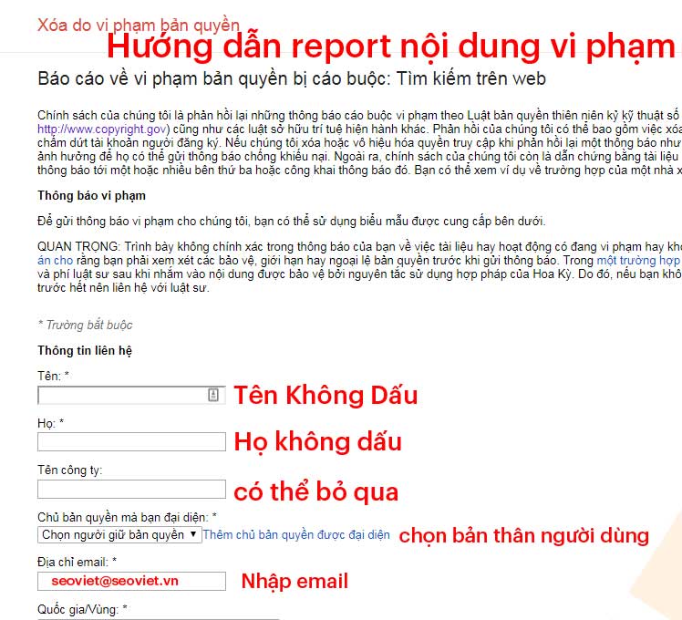 Hướng dẫn report/báo cáo nội dung vi phạm bản quyền